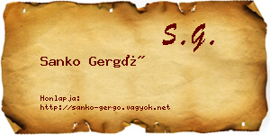 Sanko Gergő névjegykártya